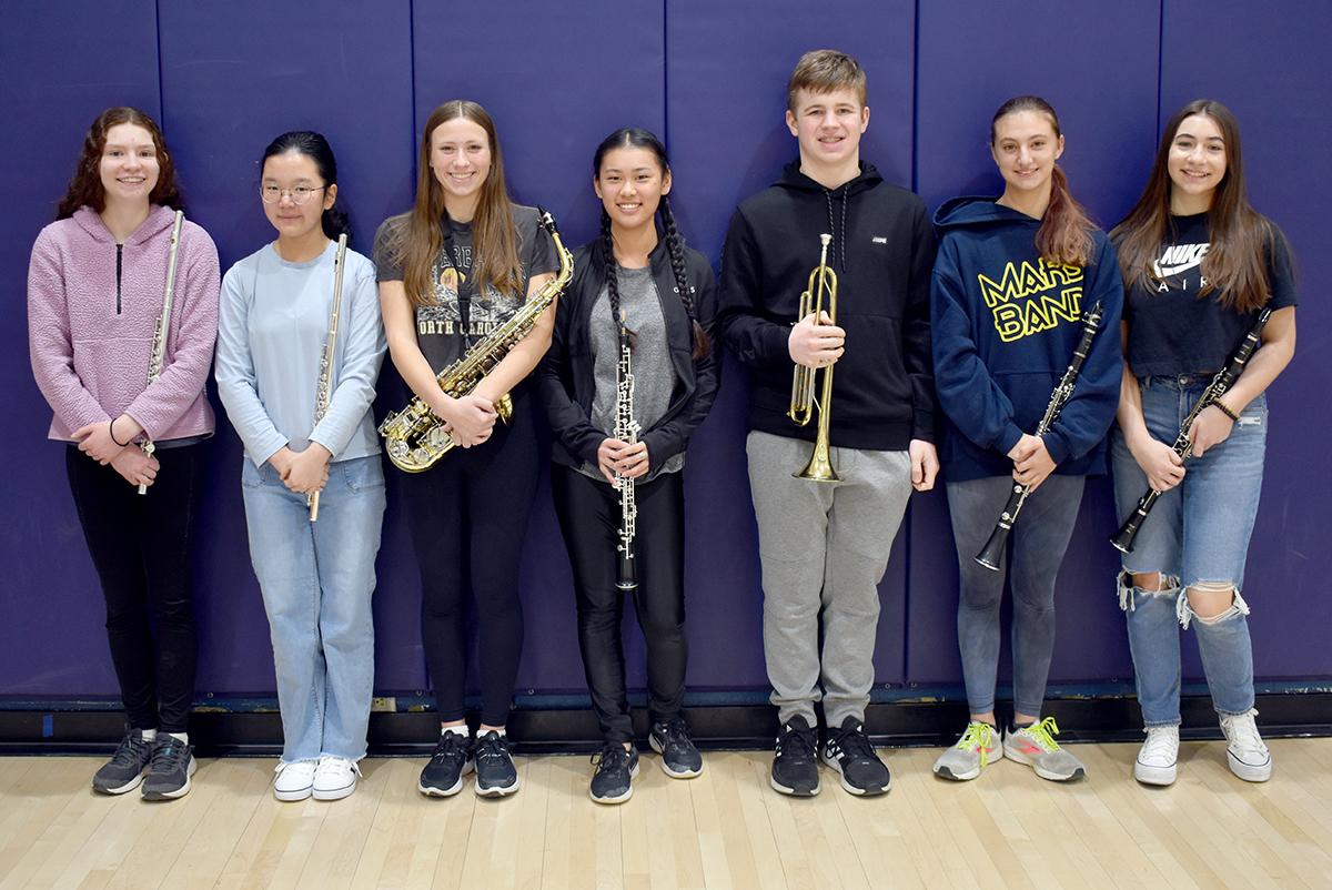Mars Area Middle School eighth-graders Amanda Morrison, Grace Nam, Alexis Abbey, Mei Lien Mansfield, Gavin Best, Sophia Gourash, and seventh-grader Alexis Riner were selected to join in the PMEA Junior High Band Festival.