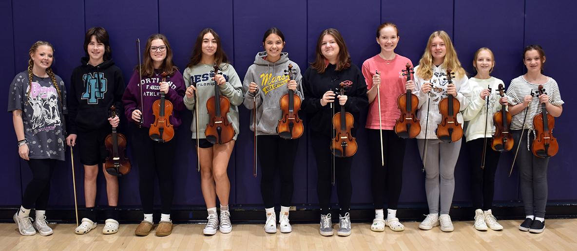 Mars Area Middle School students Bailey Remler, Matthew Wilczynski, Emily Chadwick, Lexi Riner, Alyson Mazurek, Olivia Fisher, Meredith Lindsay, Natalie Hagen, Lindsay Hutchens, Elizabeth Shaha and (not pictured) Alston Hung; and were selected to perform at PMEA Junior High Strings Festival.